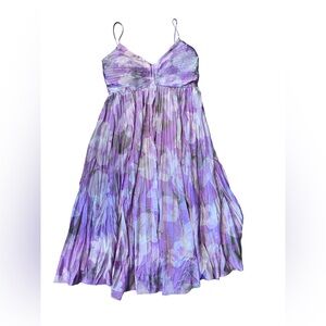 Aqua Purple Floral Casual Dress